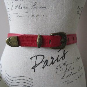 Vintage Red Leather Cowboy Belt